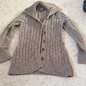 Eddie Bauer Taupe Cable Knit Cardigan